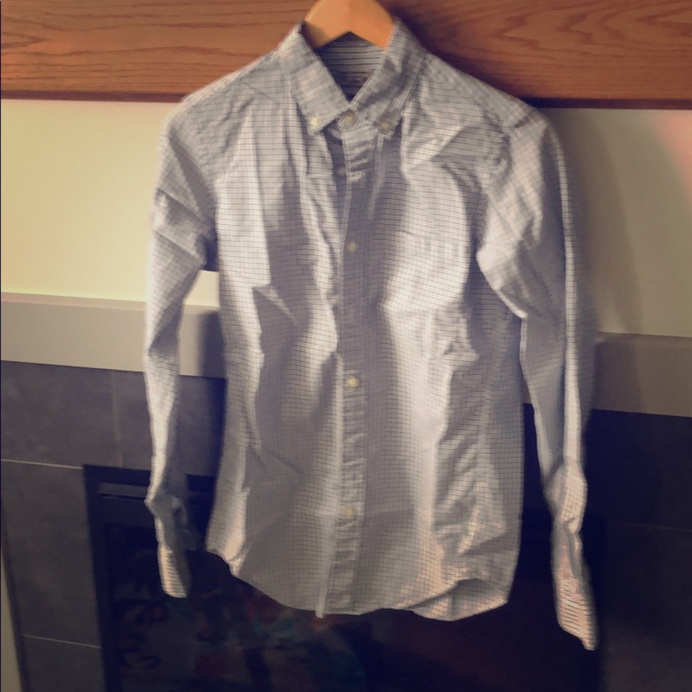 J Crew Factory casual grid button down slim shirt